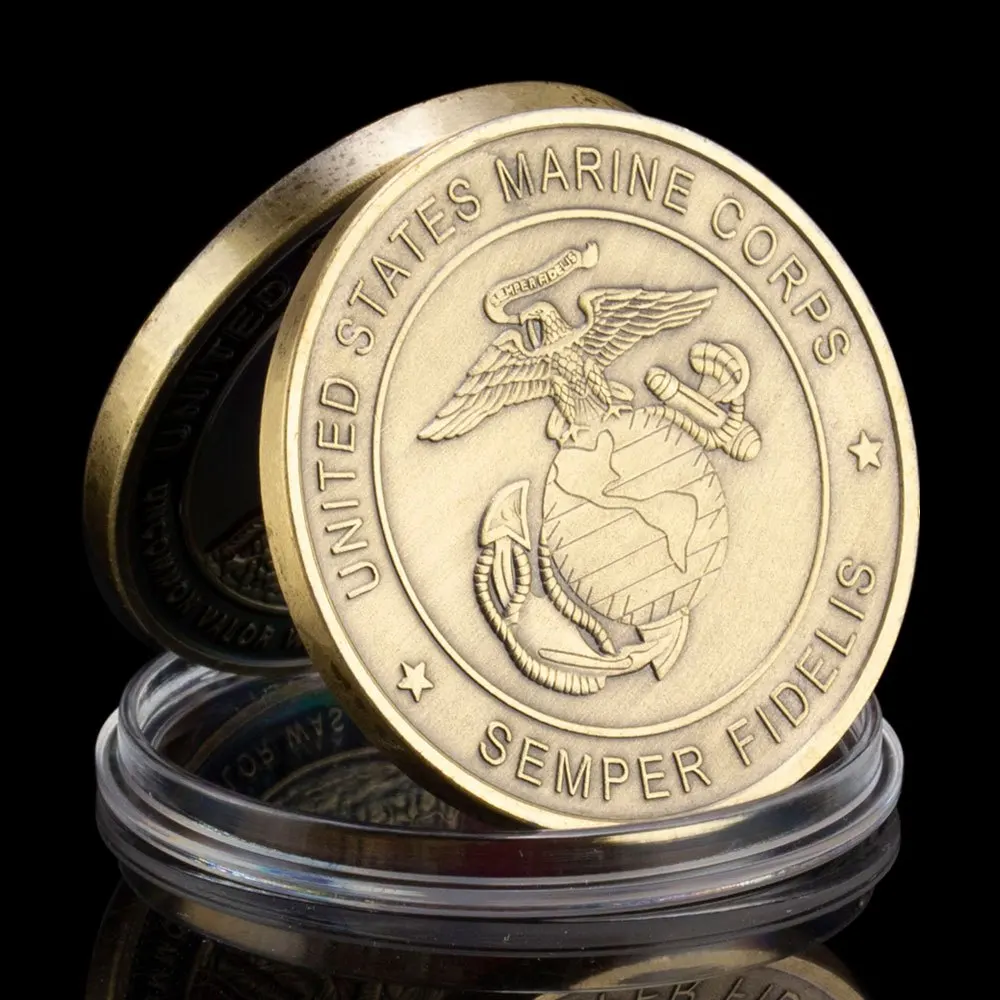 USA Marine Corps Semper Fidelis Commemorative Coin Uncommon Valor Was A Common Souvenir Coin Golden Plated Challenge Coin