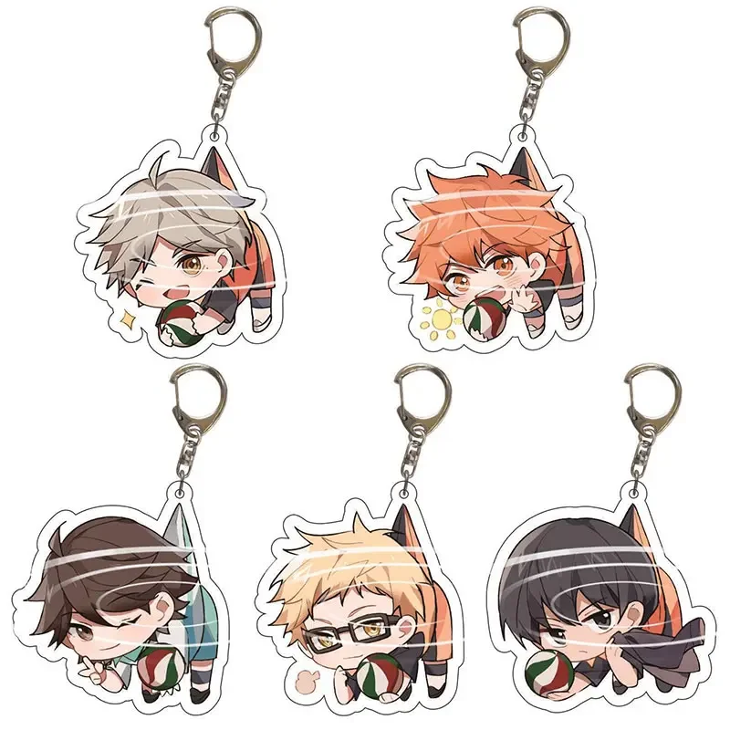 ¡¡Nuevo Haikyuu!! Llavero lindo figura de Anime Hinata Shoyo Tobio Kageyama colgante llavero de coche Cosplay joyería bolsa accesorios regalo