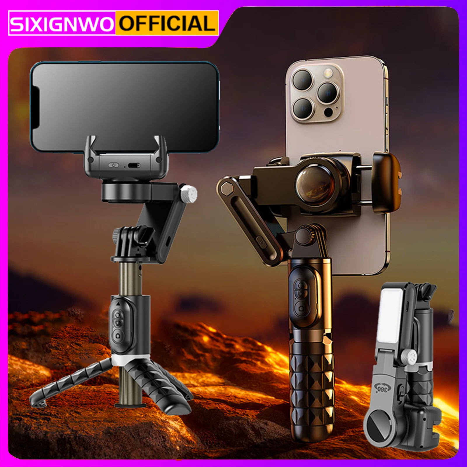 

SIXIGNWO 3-Axis Handheld Gimbal Smartphone Stabilizer Smart Follow Tracking Stable Video Record for iPhone 14 Pro Xiaomi Huawei