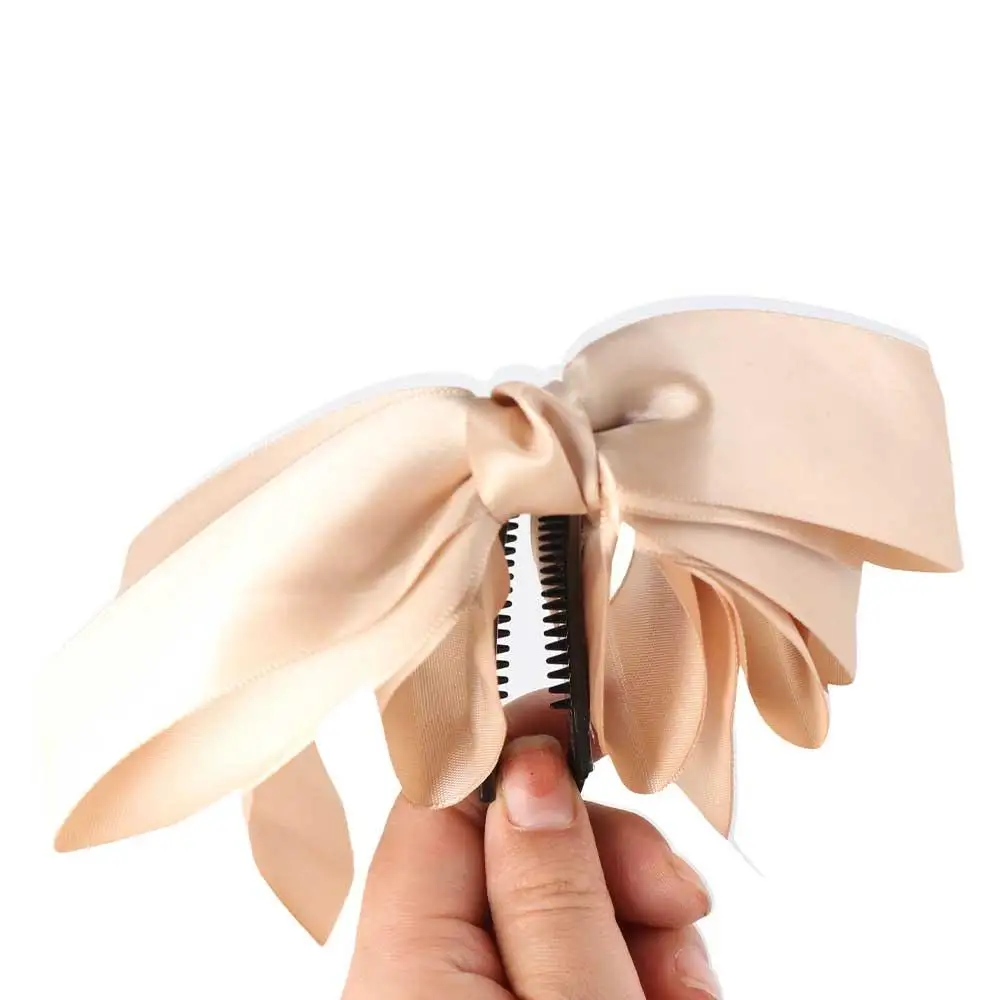 

Cute Retro Colth High Ponytail Fixed Satin Bowknot Ribbon Girls Hairpin Bow Headwear Korean Style Hair Clip Banana Clip
