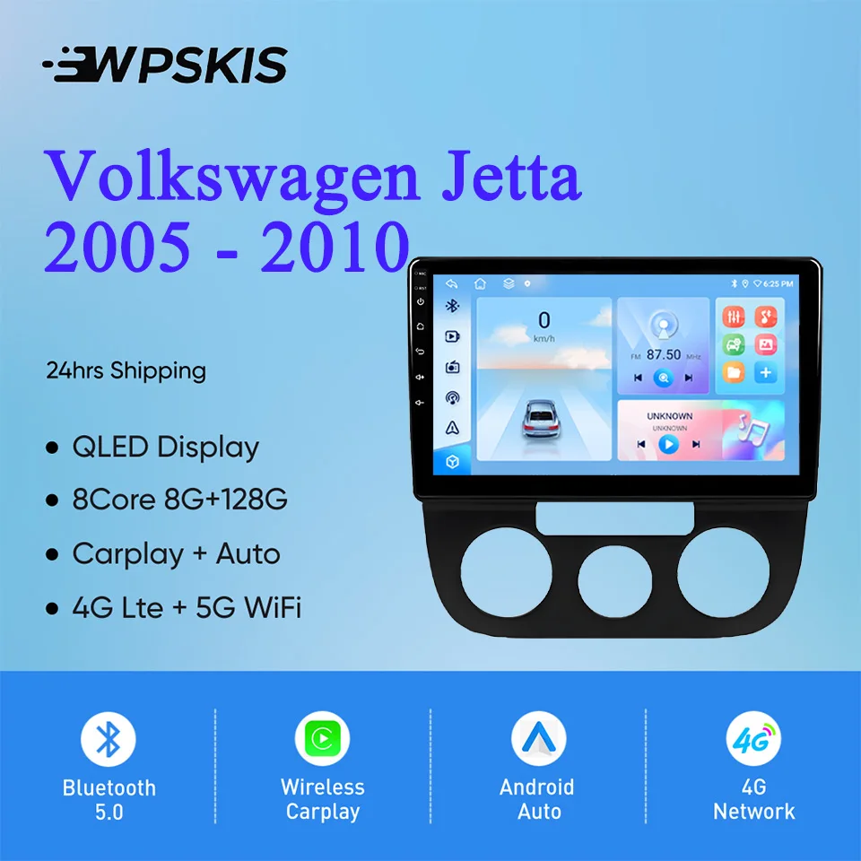 

For Volkswagen Jetta 2005 - 2010 Auto Radio Stereo Multimedia Video Player GPS Navigation Monitor Android 14 4G Lte WiFi Carplay