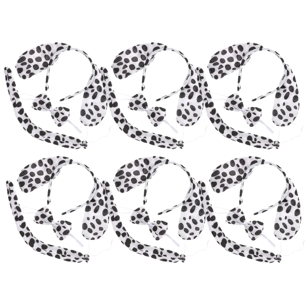 

6 Sets Dalmatian Ears Headband Animal Costume Party Supplies Fabric Decorative Kids Bow Tie