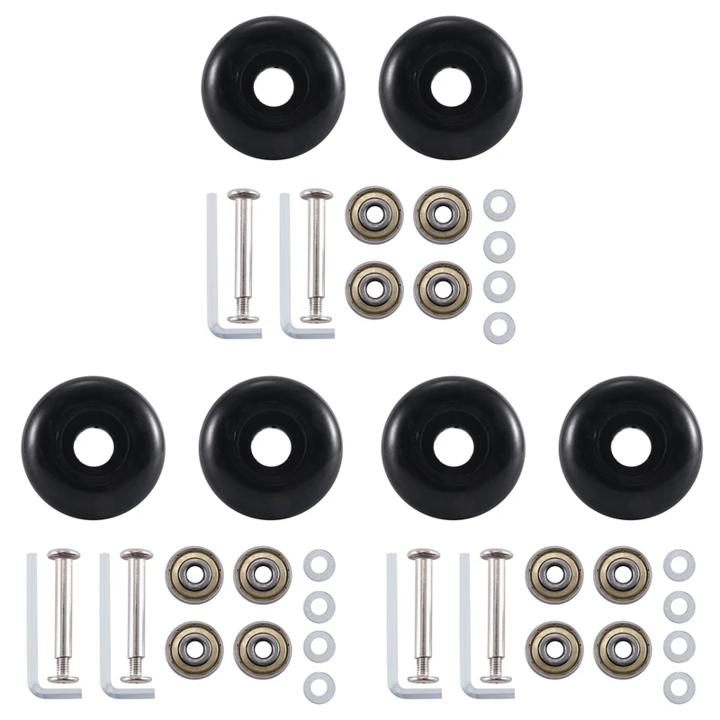 50 X 22 Mm Set Of 6 Luggage Suitcase Replacement Wheels, PU Swivel Caster Wheels Carbon Steel Bearings Repair Kits