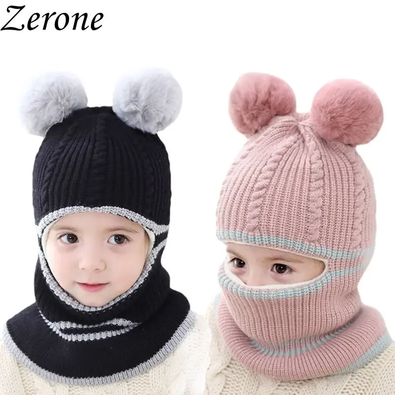 Boys Winter Hats and Scarves Set Boys Girls Add Thick Hats and Necklaces In Autumn Cute Baby Hats for Children Ages3-8Years