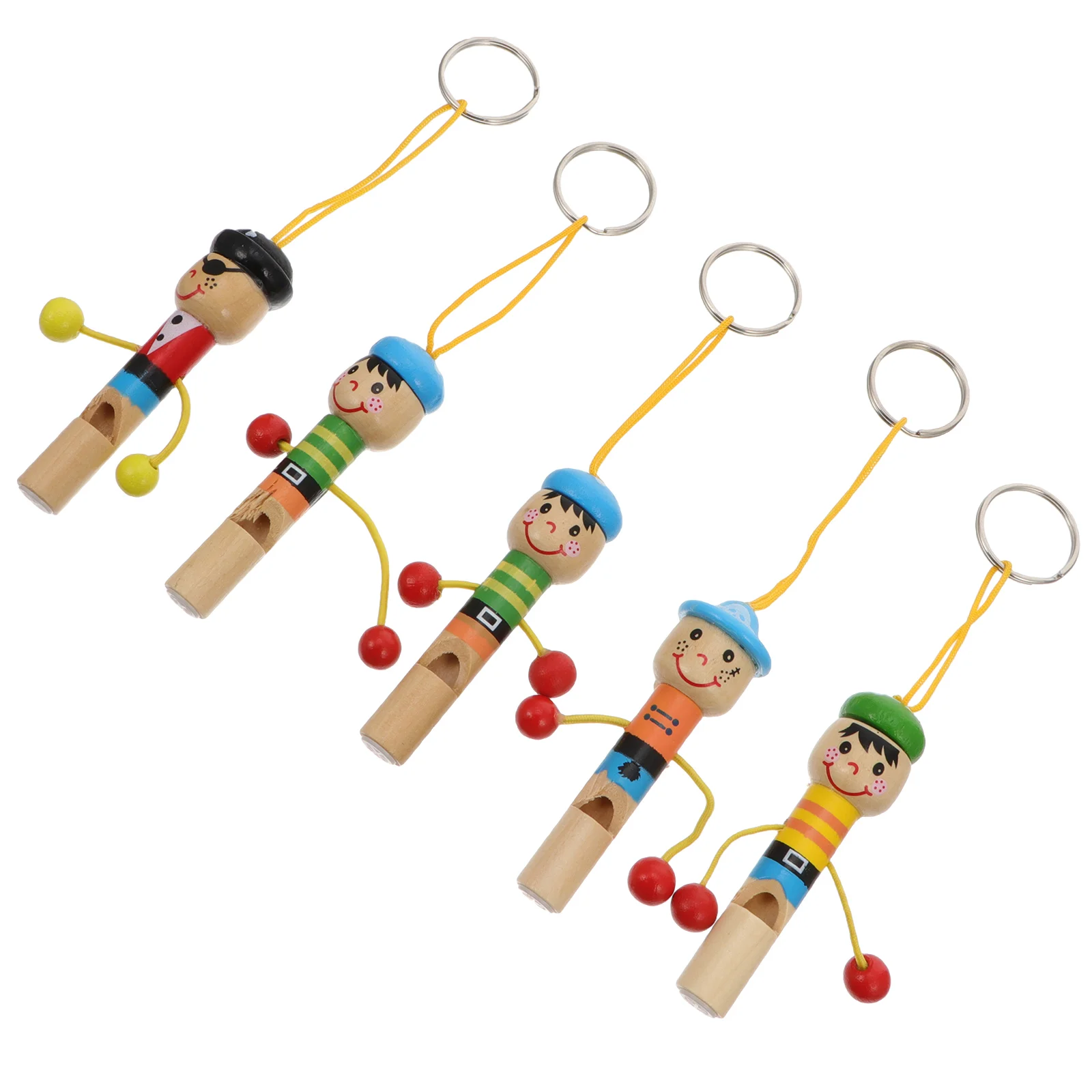 

5 Pcs Cute Keychains Pirate Whistle Toy Childrens Toys Kids Mini Wood and Metal Children’s