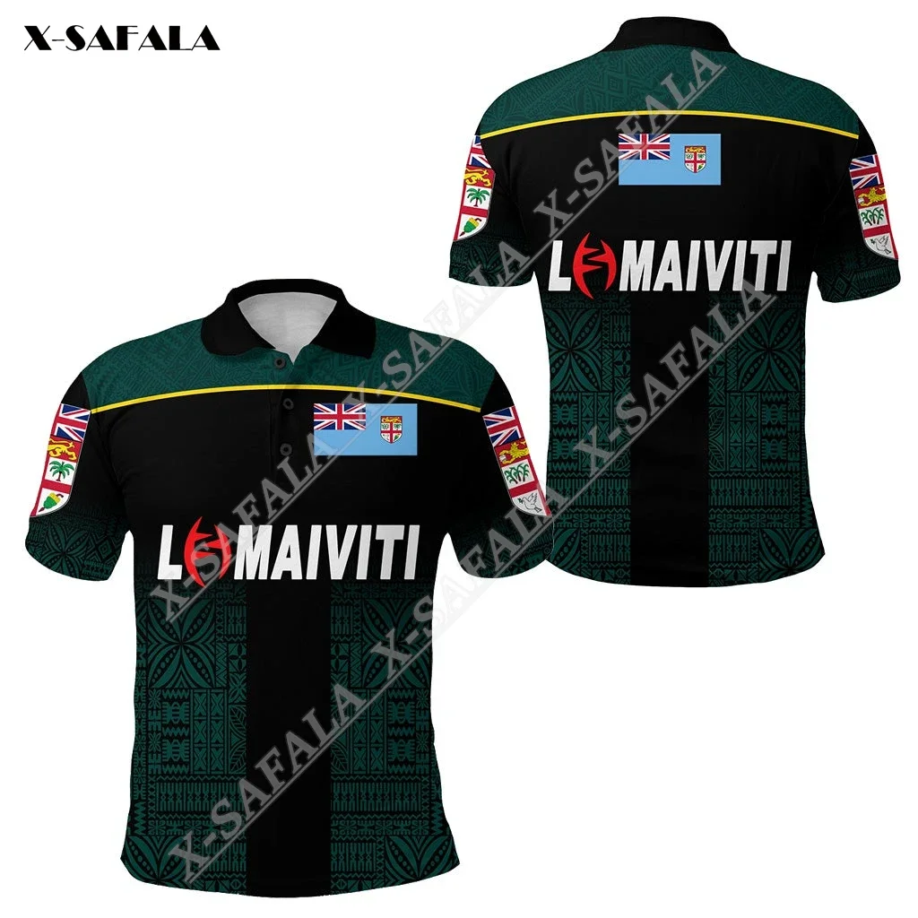 

Rugby Fiji Tapa Lomaiviti Simple Vibes 3D Printed Polo Shirt Men American Unisex Thin Collar Short Sleeve StreetWear Casual Top