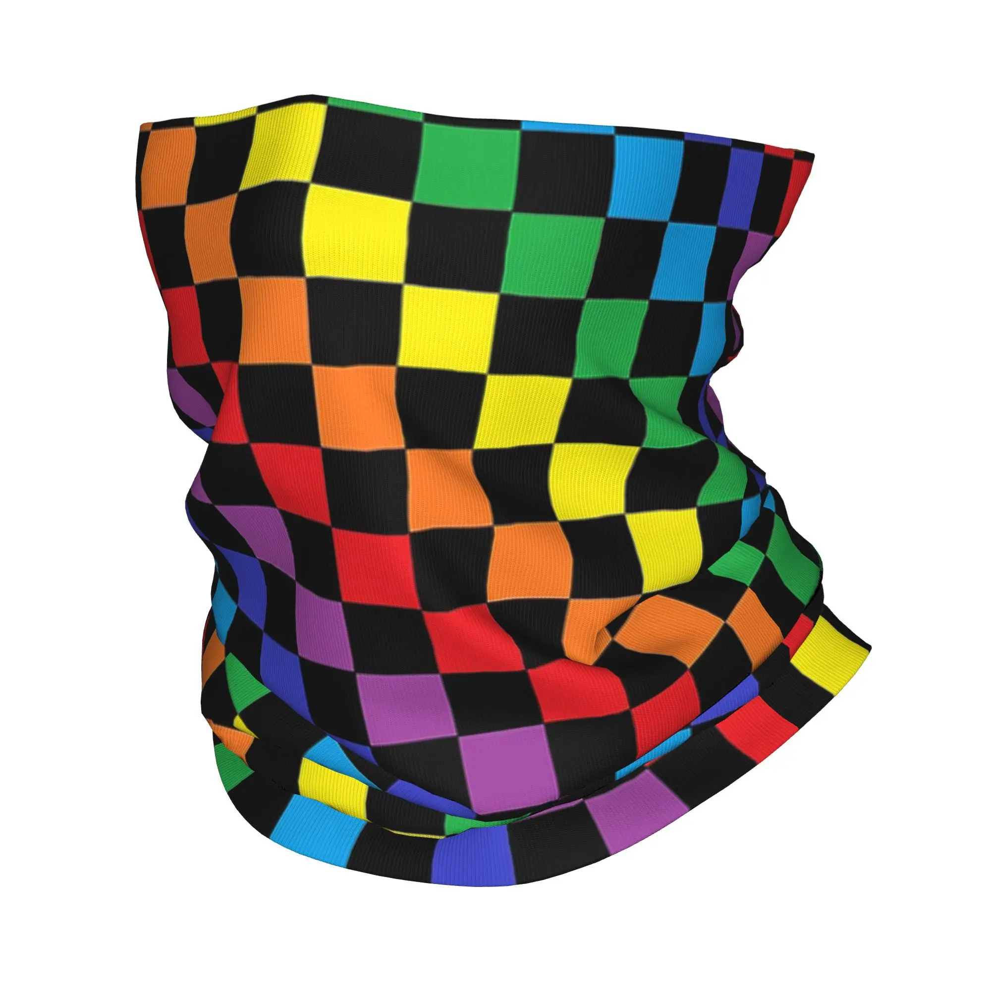 

Клетчатая радужная черная бандана на шею, шарф с принтом, теплый велосипедный шарф, велосипедный шарф унисекс для взрослых, ветрозащитный