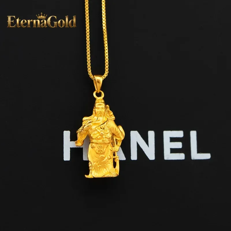 

EternaGold Luxury and fashionable 24K real gold 5D men and women same style Guan Gong pendant au999 gold Guan Gong necklace