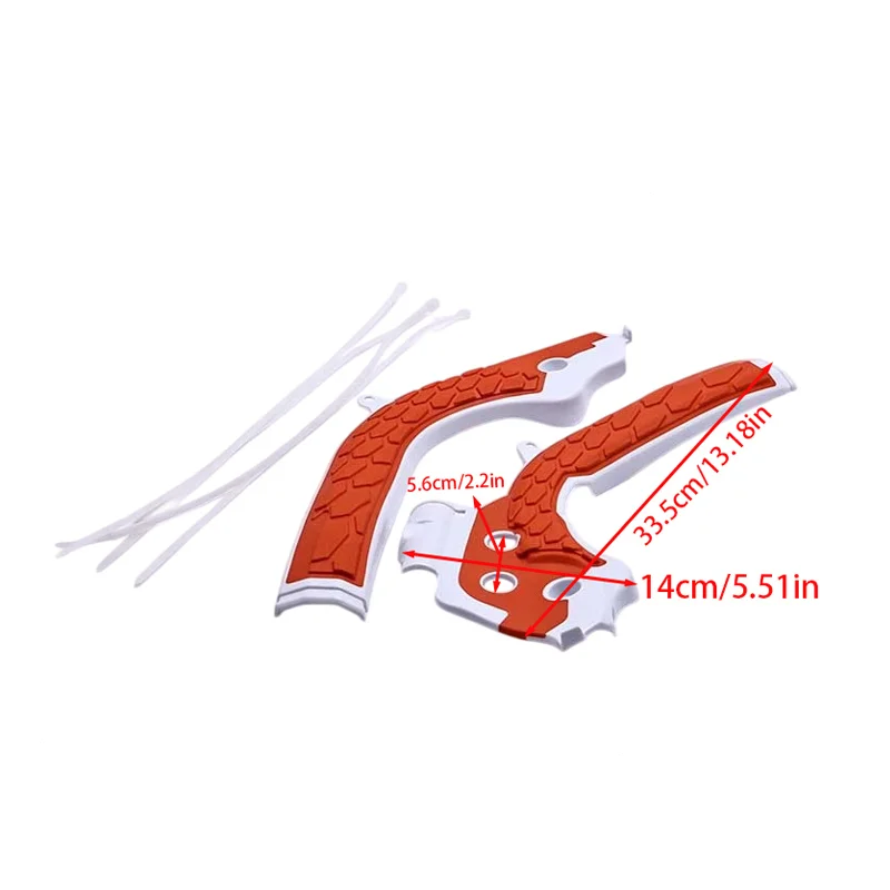 White Orange Frame Protection Cover for 17-18 Off-Road Motorcycle Shell
