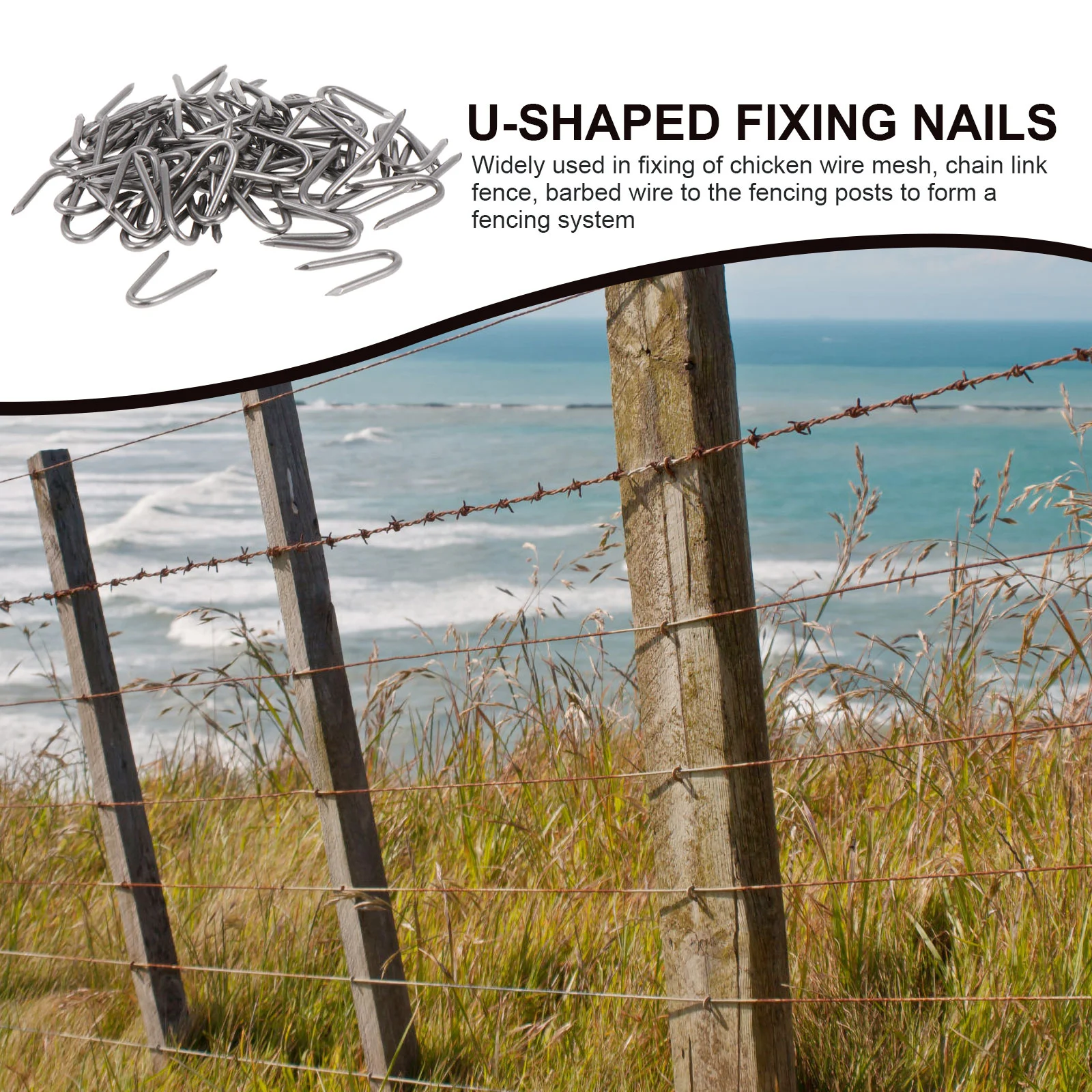 70 Pcs Garden Fabric Staples Wire Fencing Fasteners Fence Nails Artificial Turf Pile U-nail Fixing Pegs Silver Fences