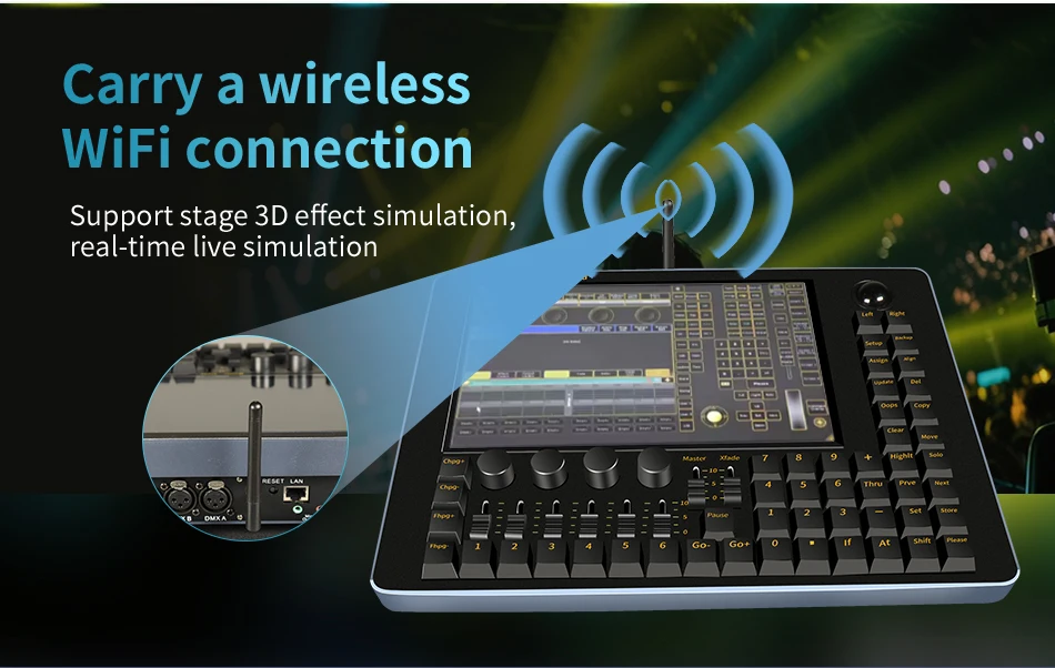 aicpose Q0 Mobile Wing Controller für Bühnenbeleuchtung DMX-Konsole A2 Version mit Akku-Tragetasche DJ Disco Lichtsteuergerät – Detail 4
