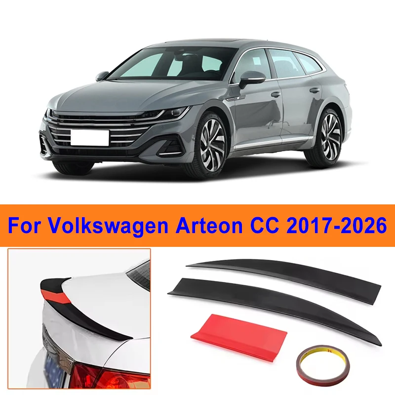 

For Volkswagen Arteon CC 2017-2026 3-Section ABS Rear Trunk Spoiler 115-125cm Adjustable Sports Decor Top Wing Car Parts
