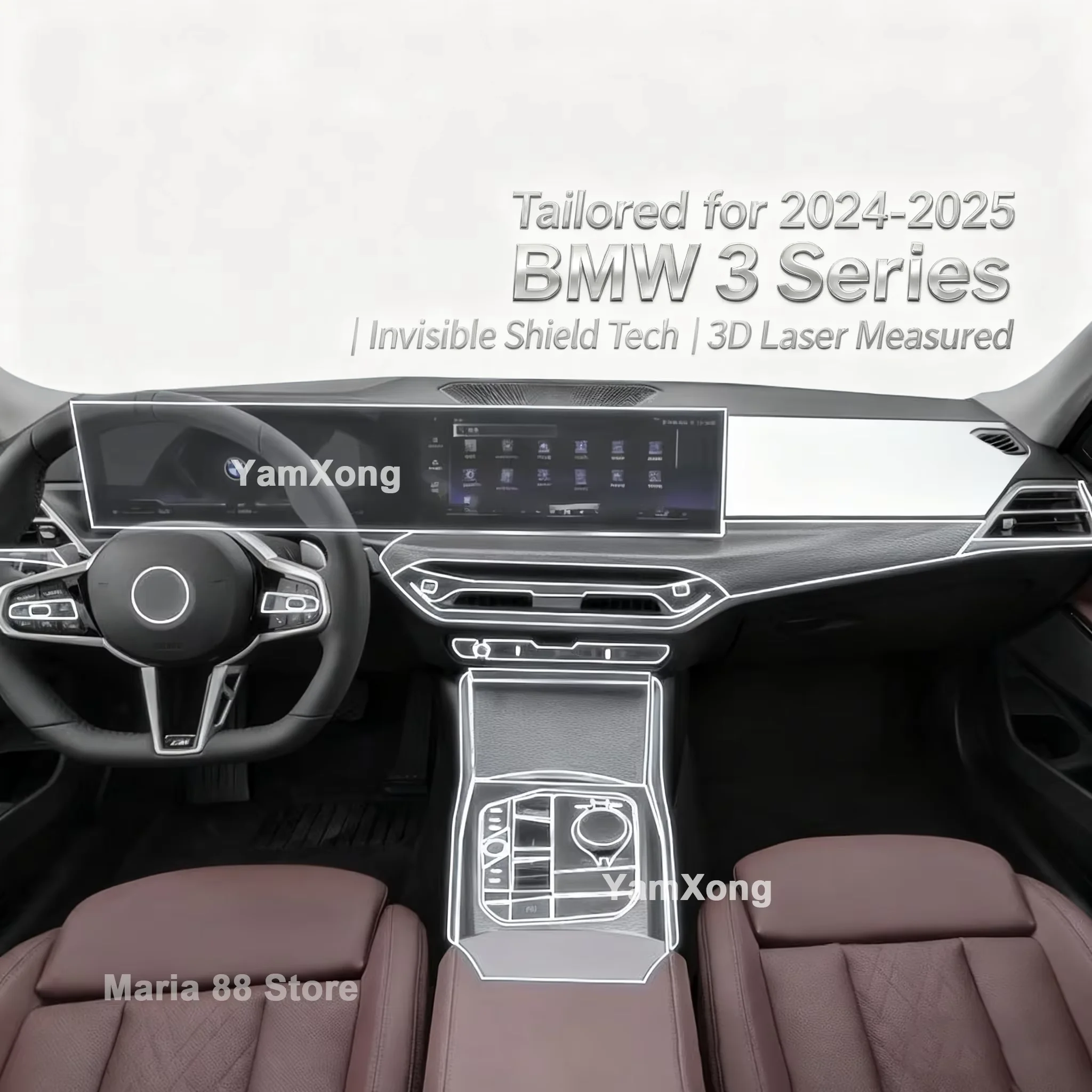 

Car Interior Protection Film for BMW 3 Series 2024 2025 Anti-Scratch Dashboard Cover Center Console Screen Protector