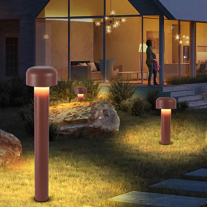 Novelty LED Lawn Lamp Waterproof IP65 Creativity Mushroom Steet Light AC110V 220V Brown Path Lamp For Outdoor Kindergarten Adorn