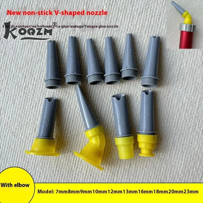 15Pcs Caulk Finisher Caulking Nozzle Tips Kit Replacement With Connection Bases For Bathroom Glass Doors V-shaped Gluing Nozzle