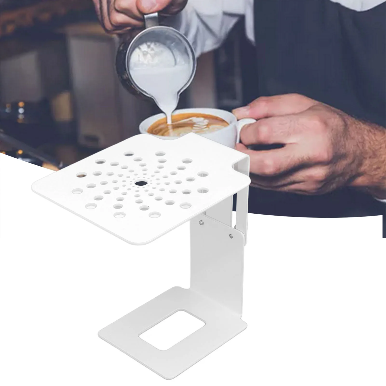 Stainless Steel Coffee Machine Scale Rack Height Adjustable Electronic Weighing Stand with Leakage Design for Home Bar White