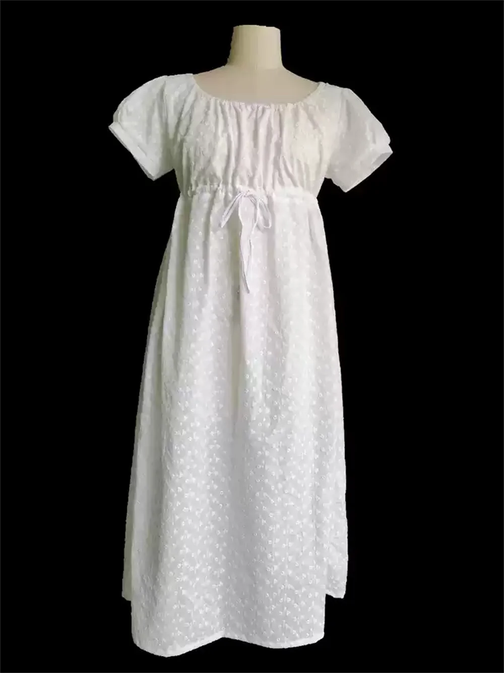 Regency Dress Tea Party High Waistline Pride and Prejudice Dress British Embroidered white pastoral Dress