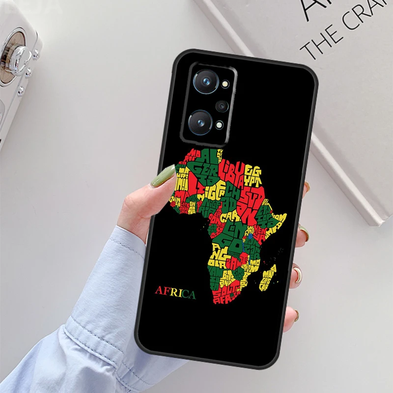 خريطة أفريقيا Geogra لـ Realme C61 C75 C55 C51 C21Y C25S C67 C53 13 12 10 11 14 Pro Plus GT 6T 6 5 GT7 Pro Case