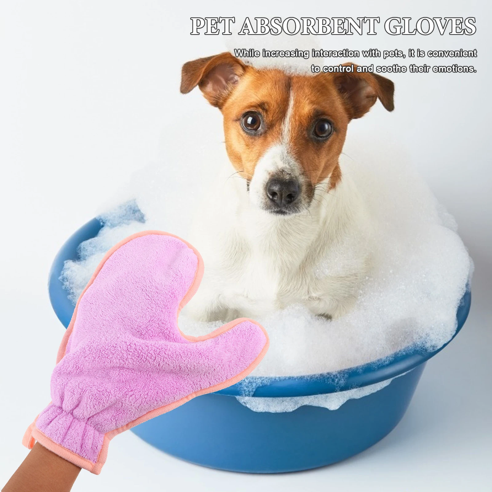 

2 Pcs Pet Water Absorbing Gloves Dog Dry Towel Cloth Absorbent Cat Cleaning Bath Drying Hair