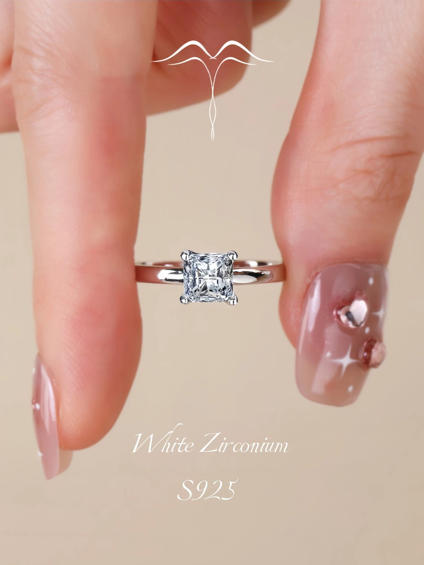 

[Promotion] 1 Carat Square White Zirconium Ring for Women, 925 Silver Plated White Golden, Large Diamond Ring, Accessible Luxury and High-End, Birthday Gift for Girlfriend/Wife