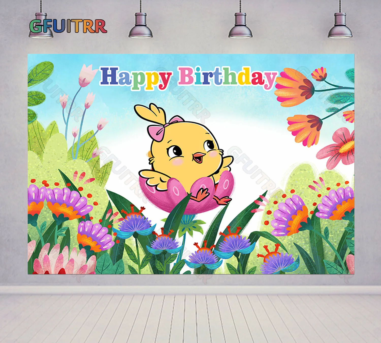 GFUITRR Canticos Backdrop Kids Birthday Party Background Little Chicken Elephant Vinyl Polyester Studios Decoration Props