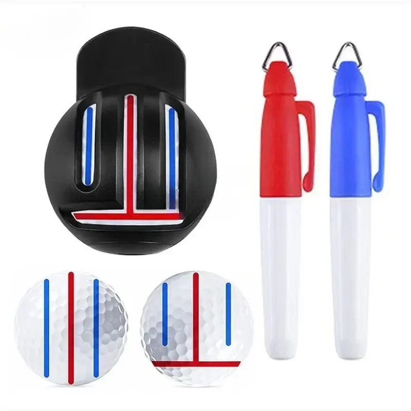 1set Golf Marker Hand Tools with pens Golfing Marker Tool Alignment Kit with Marker Pen Golfs Balls Drawing Line Tool New