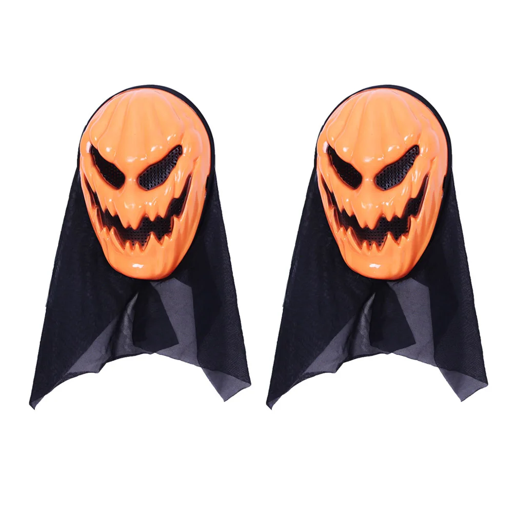 

2 Pcs Pumpkin Mask Head Cover Halloween Masquerade Masks Full Face Gauze Prop Skull Ghost