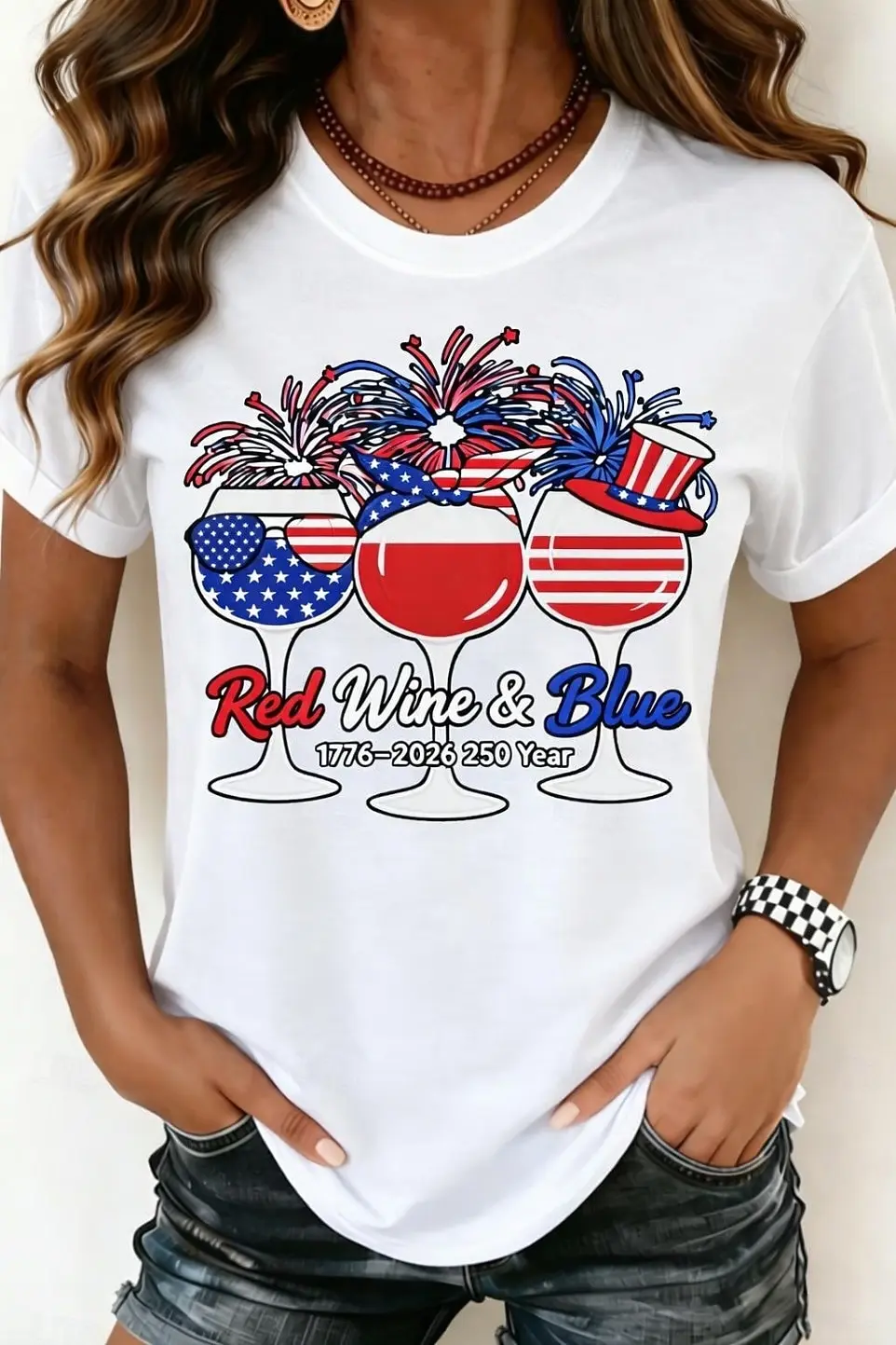 Women's Vintage Flag Letter Print T-Shirt, Short Sleeve Crew Neck Casual Tops, Black White Daily Wear for Spring & Summer