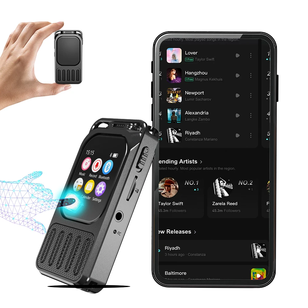 Vandlion V78 مسجل صوت شاشة TFT LCD تعمل باللمس 1200mAh 78H وقت طويل تسجيل الصوت آلة حاسبة وظيفة جهاز بلوتوث