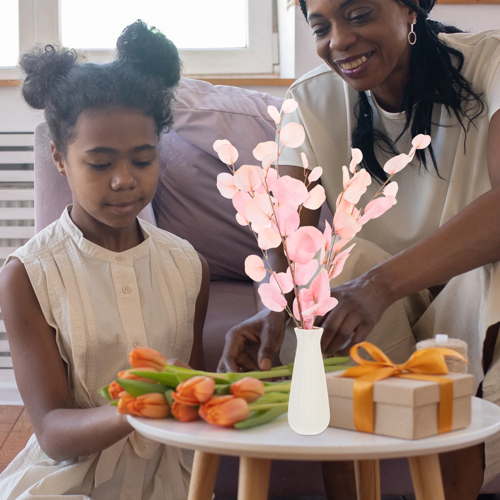 2 قطعة ينبع الأوكالبتوس فو طويلة الأمد ديكور المنزل التصوير الدعائم الاصطناعي الأوكالبتوس ينبع إكليل صنع الإمدادات