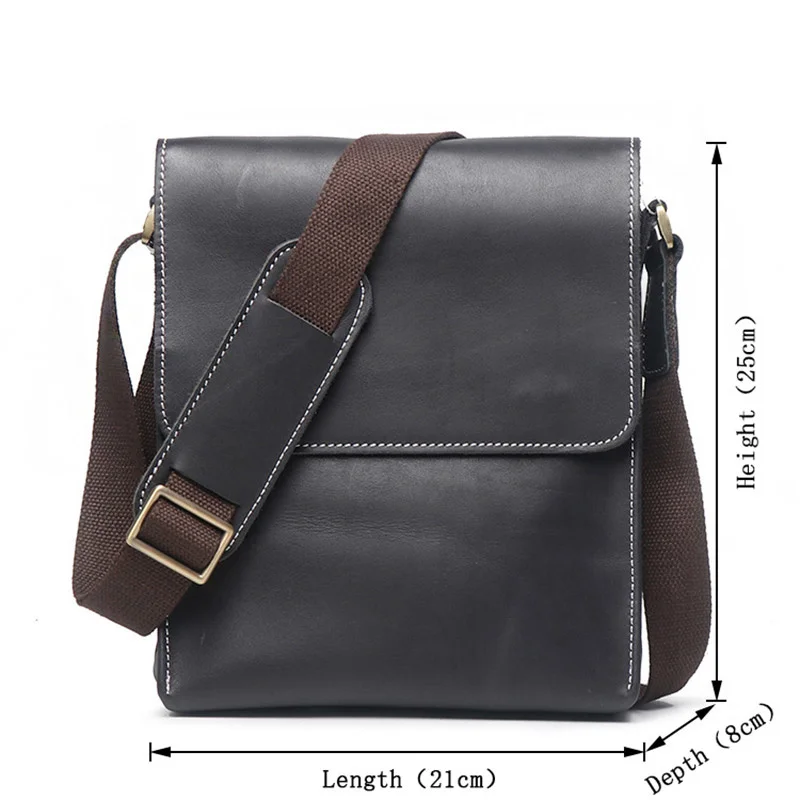 Men Office Shoulder Bag Male Genuine Leather Messenger for Pad Middle Size Men's Crazy Horse Crossbody Handbag