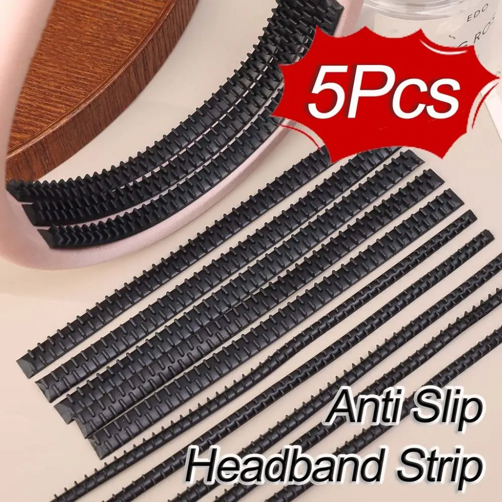 5Pcs Two Rows Teeth Shaped Anti Slip Strip with Back Adhesive DIY Handmade Hairpin Anti Slip Teeth Black