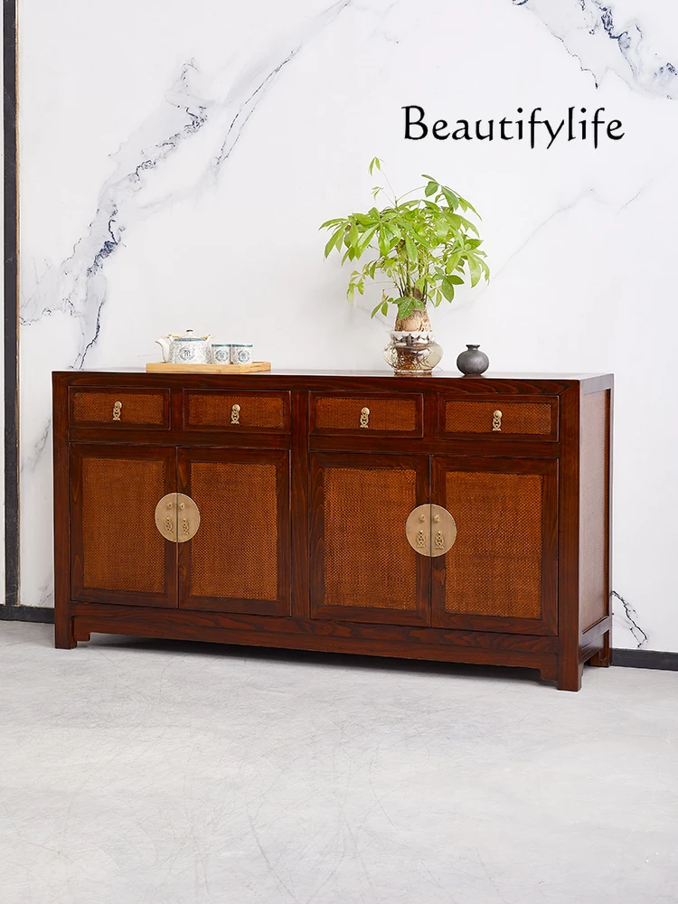 Modern Chinese Furniture Antique Hallway Solid Wood Sideboard Classical Elm TV Cabinet