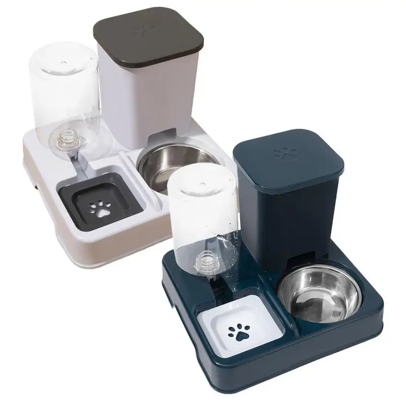 Automatic Cat Feeder Water Dispenser Set 2 In 1 Tilted Automatic Pet Food And Water Feeder Food Feeder And Waterer