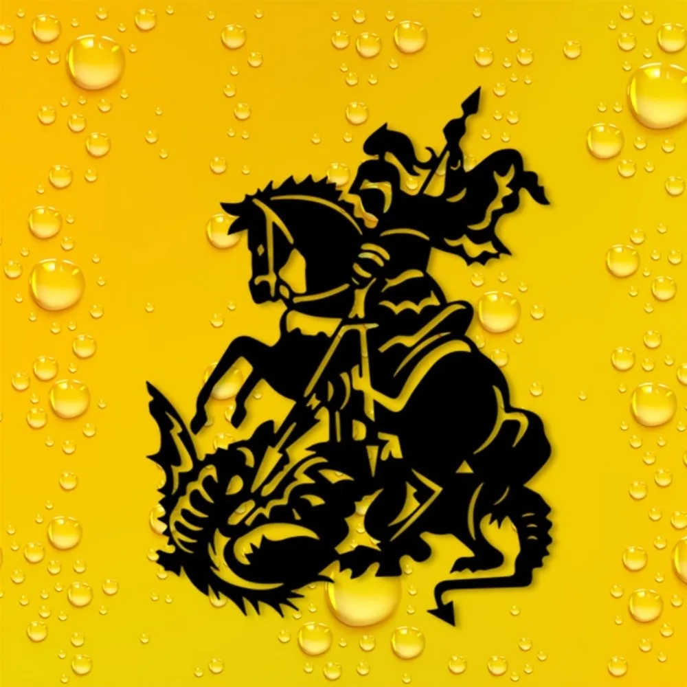 CIFBUY Iron Wall Art Medieval St George Dragon Metal Sculpture Rustproof Hanging Plaque Home Garden Decor Ornament Accent