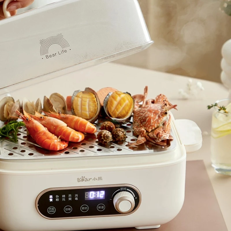 Бытовой электрический отпариватель Bear, устройство для приготовления пищи большой емкости, 12 л, устройство «Все в одном», Двухуровневый, многофункциональный