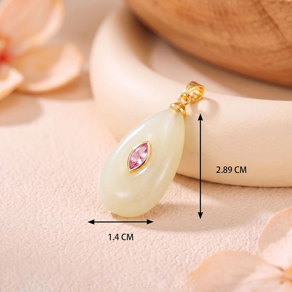 14pcs/lot Teardrop imitation-natural-stone pendant fashion versatile imitation-jasper necklace bracelet DIY accessory
