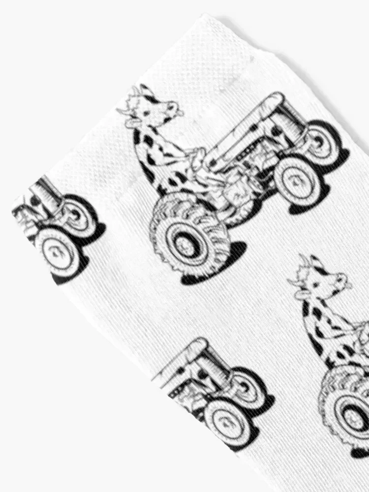 Cow driving a tractor Socks cool bright garter hip hop man Women Socks Men's