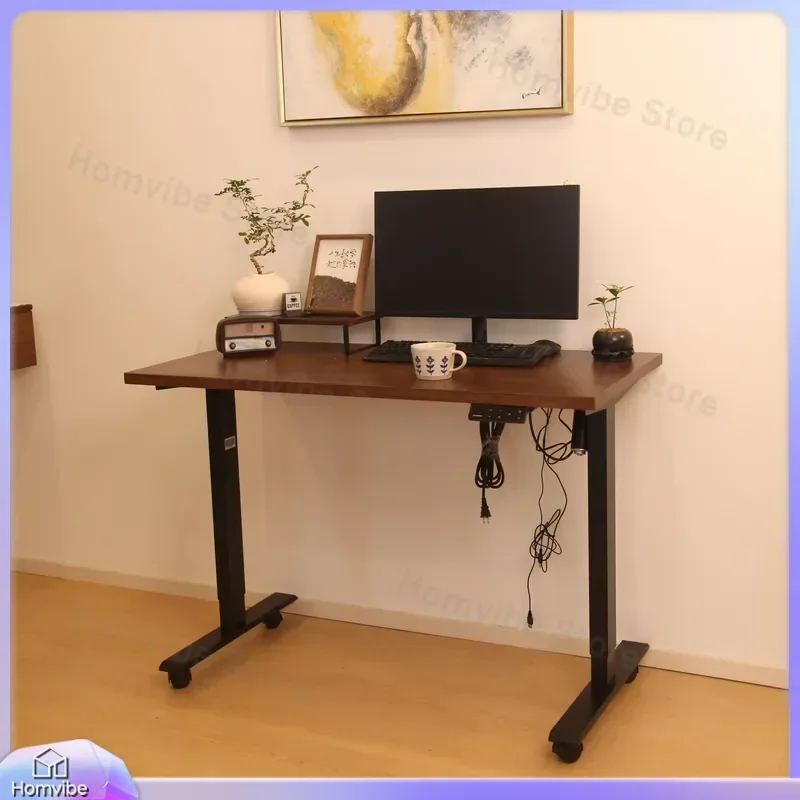 Standing Desk Dual Motor Height Adjustable Sit Stand Desk with Wheels Foldable Portable Computer Table Natural Brown