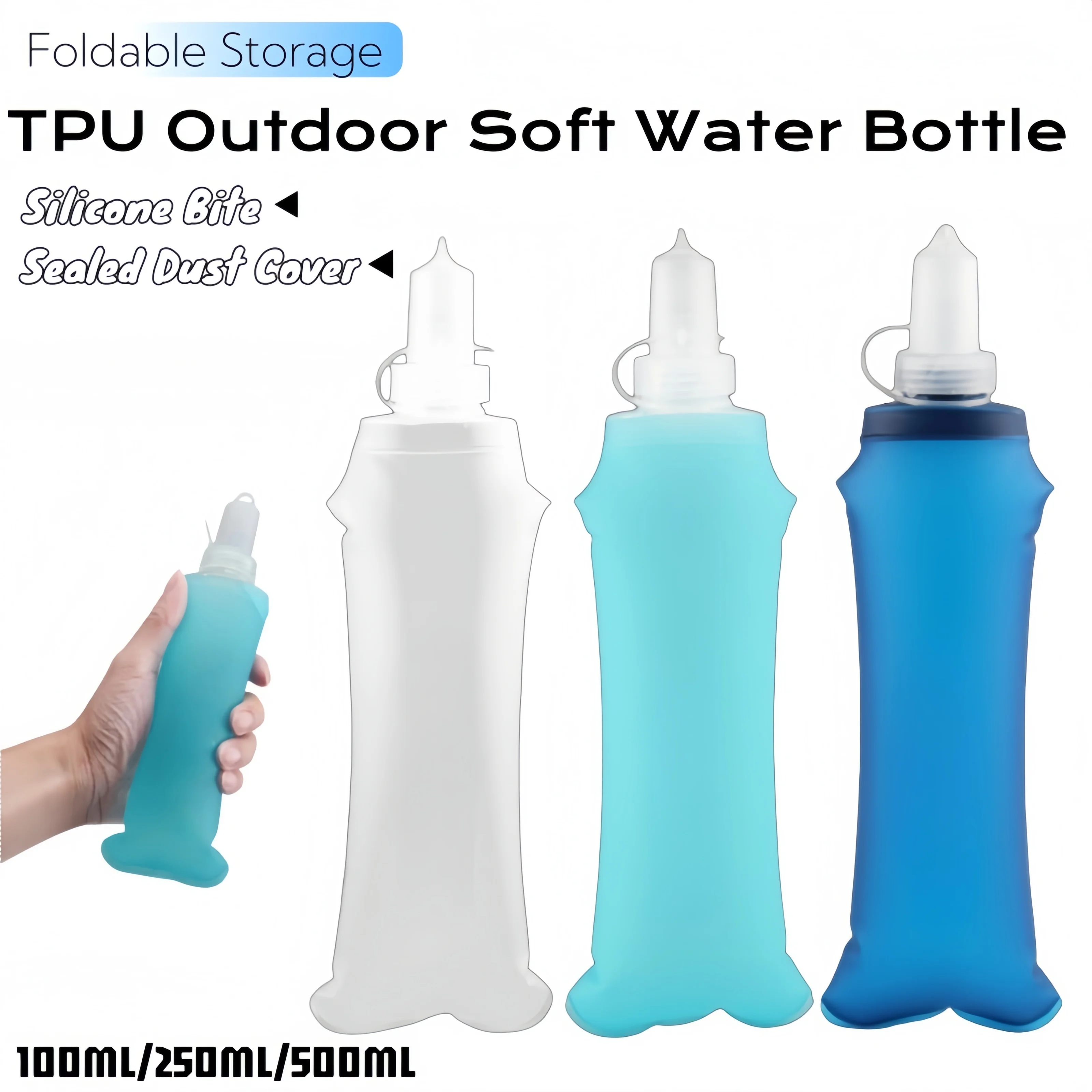 AliExpress NONE Outdoor Soft Water Bottle Collapsible TPU SportCup with Narrow Mouth Nozzle for Cycling Running Hiking Portable Water Flask Bag