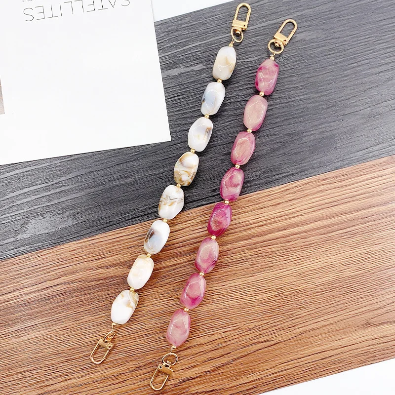 

New Acrylic Gemstone Phone Case - Special-Shaped DIY Jewelry Chain Accessory for Women's Bags & Purses