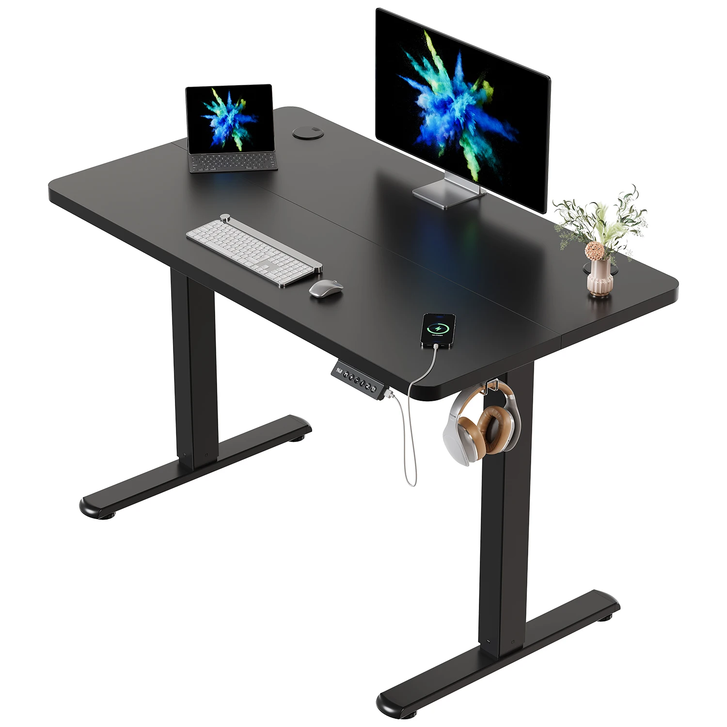 Devoko Scrivania regolabile in altezza con presa USB Supporto elettrico regolabile in altezza Sedile regolabile per computer