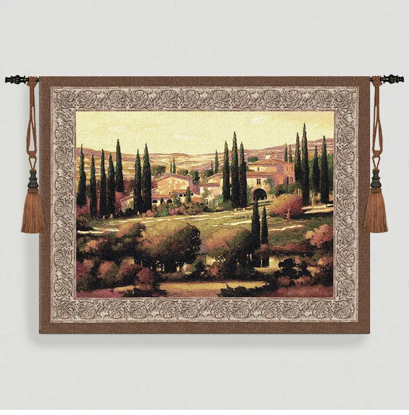 Landscape series pure cotton jacquard machine woven tapestry classical noble European tapestry wall decoration