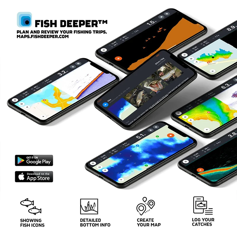 Deeper Chirp+ 2 Castable and Portable WiFi Fish Finder Depth Finder for Kayaks Boats on Shore Ice Fishing / Deeper Smart Sonar