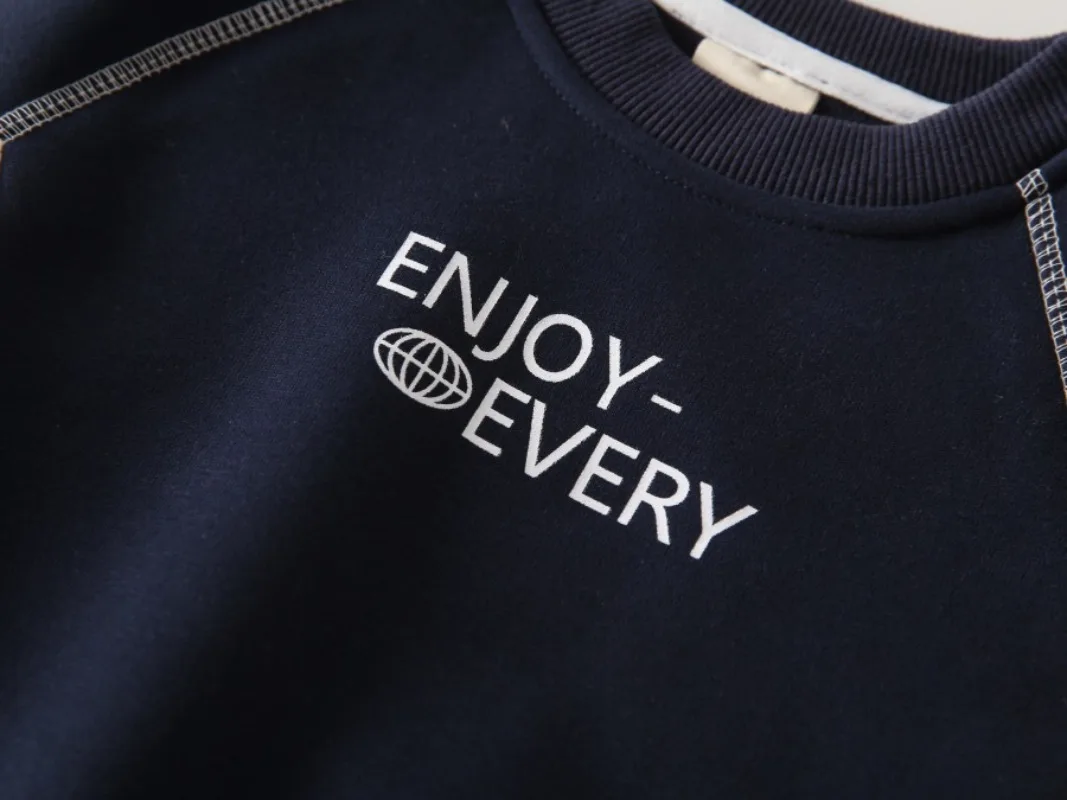 سويت شيرت سميك جديد من HoneyCherry للأولاد، سويت شيرت مبطن بالصوف للأطفال، بلوفر أنيق بياقة دائرية #4