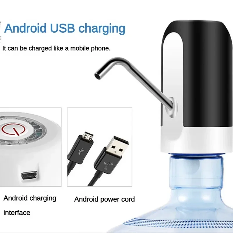Bomba de água com carregamento usb, 1 peça, dispensadores de água automáticos brancos, interruptor automático de um botão, eletrodomésticos