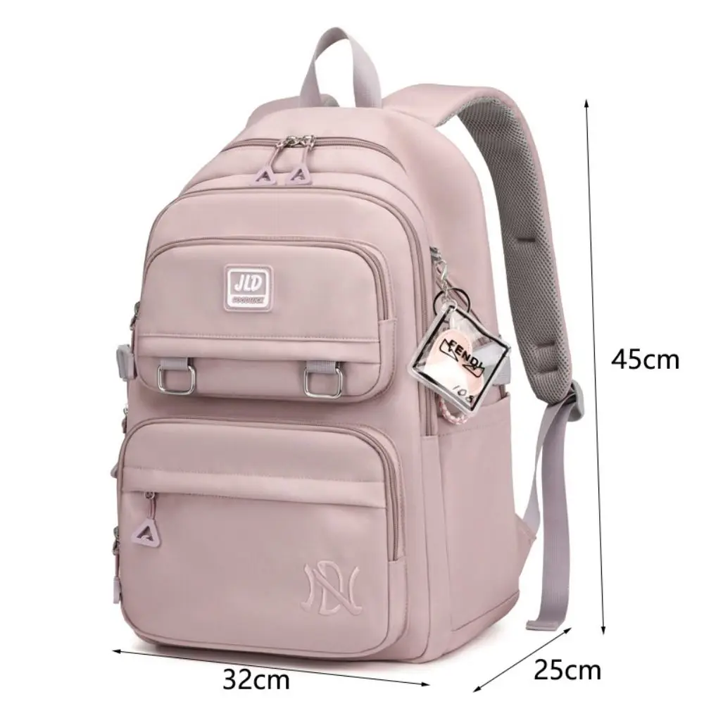 Mochila de gran capacidad para estudiantes de secundaria, morral Unisex de nailon con correas anchas para los hombros, bolsillos de múltiples capas para adolescentes