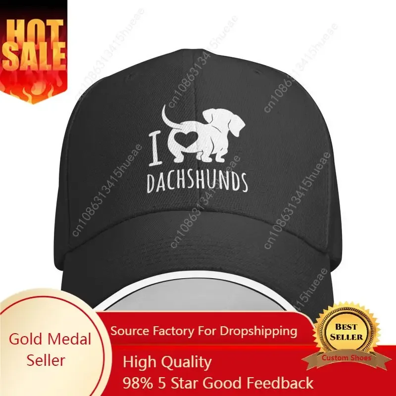 Custom I Love Dachshunds Baseball Cap Hip Hop Women Men's Adjustable Badger Sausage Wiener Dog Dad Hat Summer