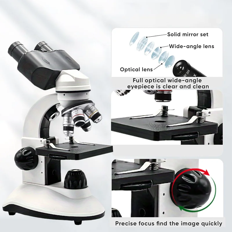 40X-5000X Binocular Microscope with Electronic Eyepiece, Suitable for Beginners&Adults,For Family Education School Experiment