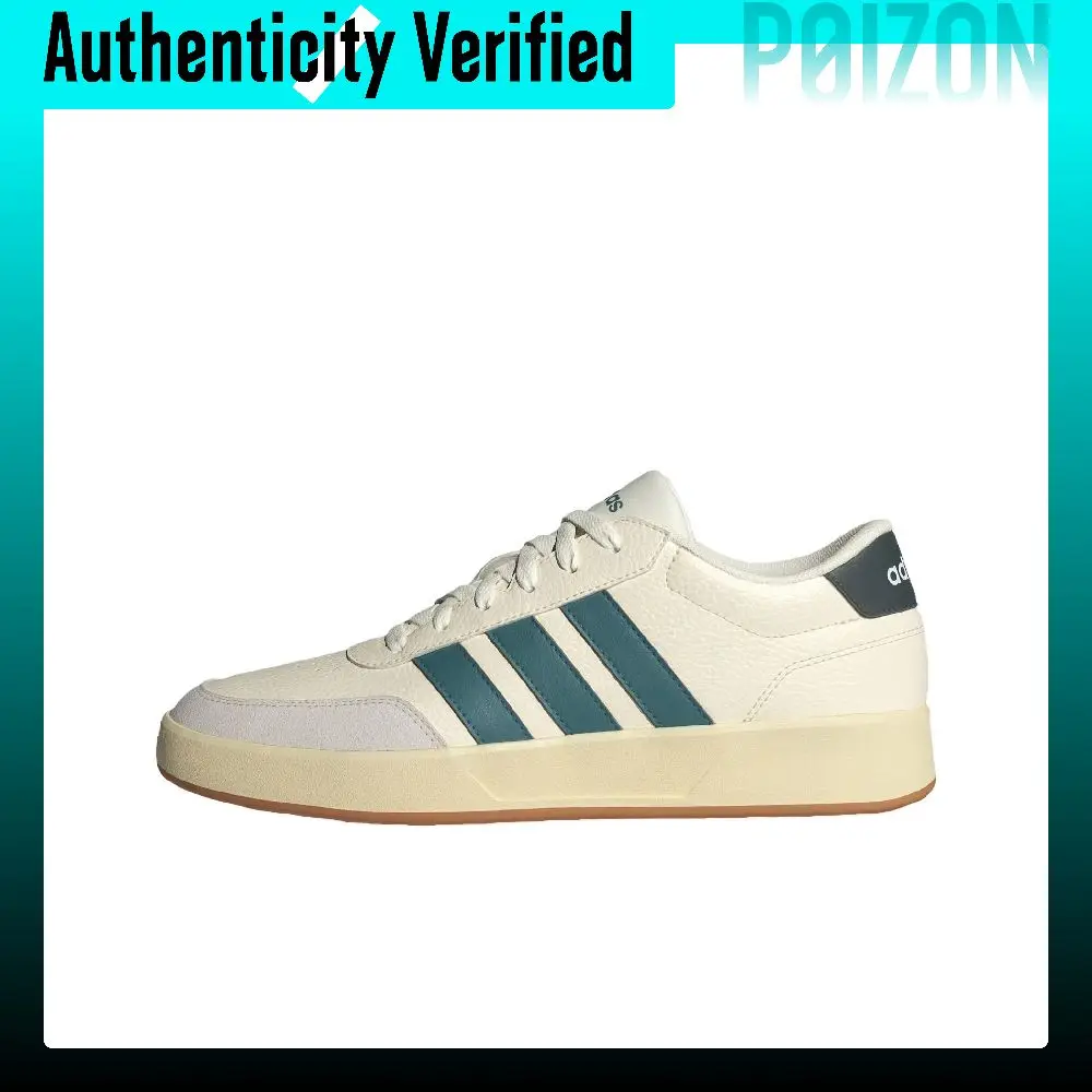 Adidas BREAKNET 3.0 Synthetic Leather, Leather Skateboard Shoes Unisex Beige Green JR3556